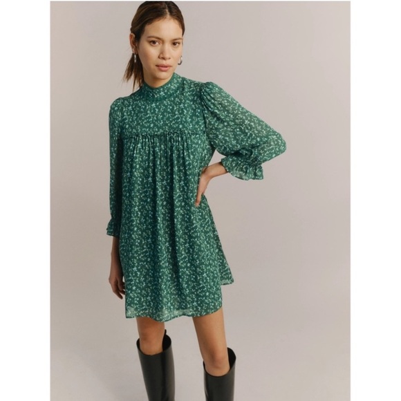 Reformation Ottilie Dress Green Blue Floral Size Small - Picture 1 of 16